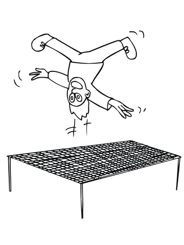 Jumping Upside Down On Trampoline Coloring Page